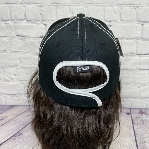 Mitsubishi Motors Hat Cap Strap Back Black Pony Tail Hole Embroidered Logo Beads - Picture 3 of 14